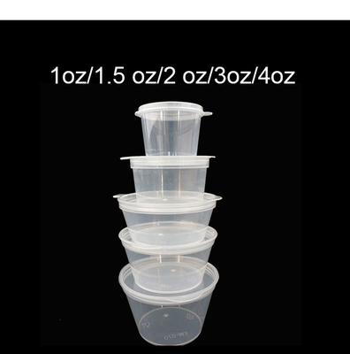 Hộp đựng hương liệu bằng nhựa PP 1,5Oz Takeaway Cốc nước sốt dính liền dùng một lần có nắp