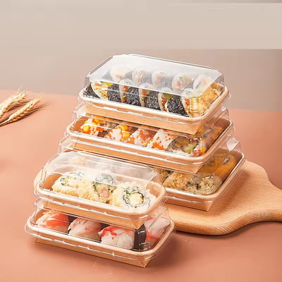 Thẻ Sushi có thể phân hủy Thùng chứa Sushi giấy tái chế với thùng đựng bánh nắp