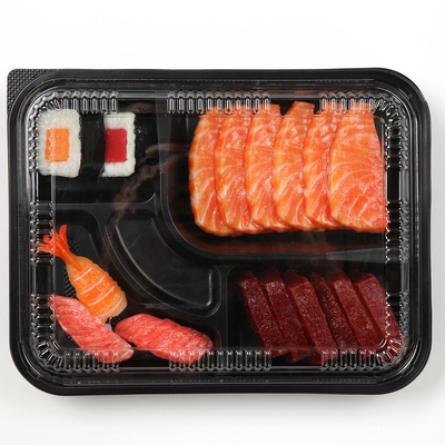 Sushi Box Takeaway Thẻ dùng một lần với nắp chia ra hộp ăn trưa thực phẩm để đóng gói