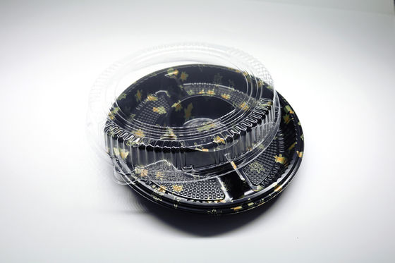 Hộp khay nhựa dùng một lần, khay sushi tròn, khay đựng thức ăn mang đi