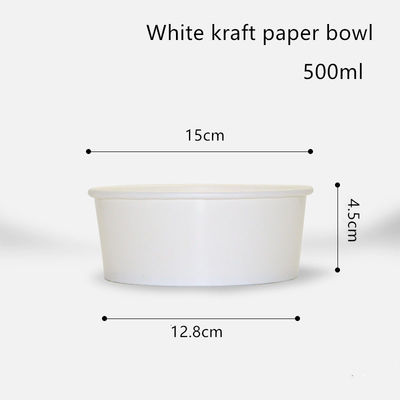 500ml 750ml 1000ml 1300ml Tô giấy Kraft trắng dùng một lần cho món salad