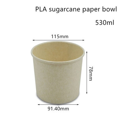 Có thể phân hủy PLA Bát súp giấy mía đường Hộp đựng Takeaway
