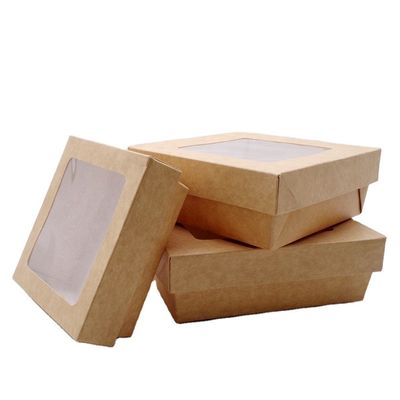Hộp bao bì thức ăn nhanh Kraft Takeaway có cửa sổ rõ ràng