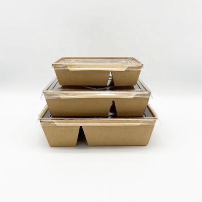 Giấy kraft mang đi hộp đựng thực phẩm dùng một lần với nắp trong suốt