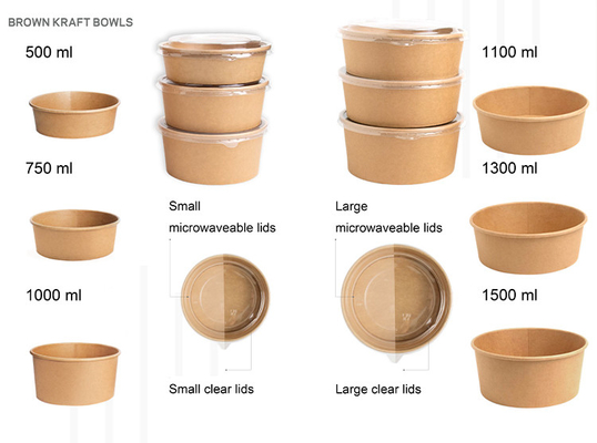 Hộp mang đi có thể phân hủy sinh học thân thiện với môi trường Kích thước 360-2000ml cho bao bì thực phẩm