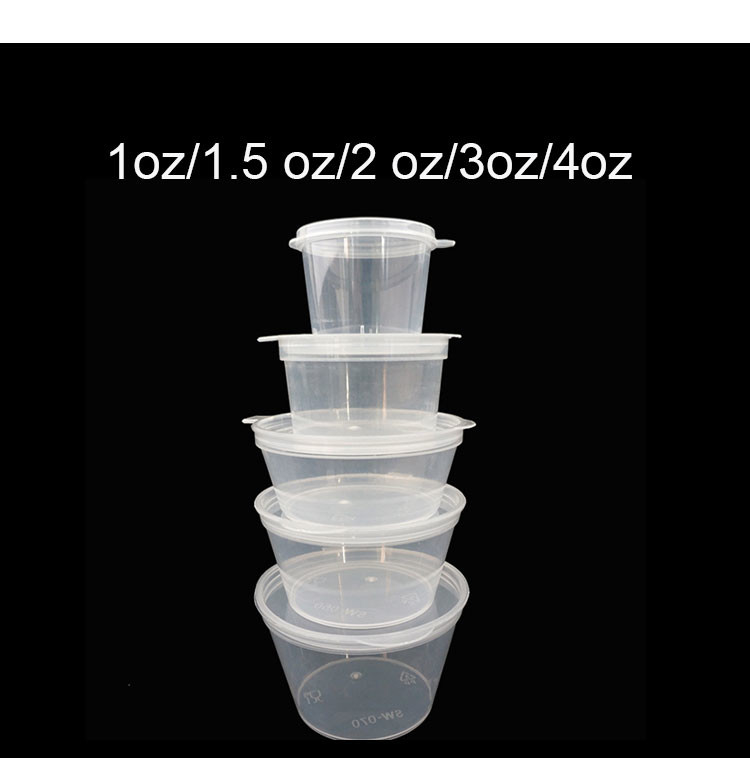 Hộp đựng hương liệu bằng nhựa PP 1,5Oz Takeaway Cốc nước sốt dính liền dùng một lần có nắp