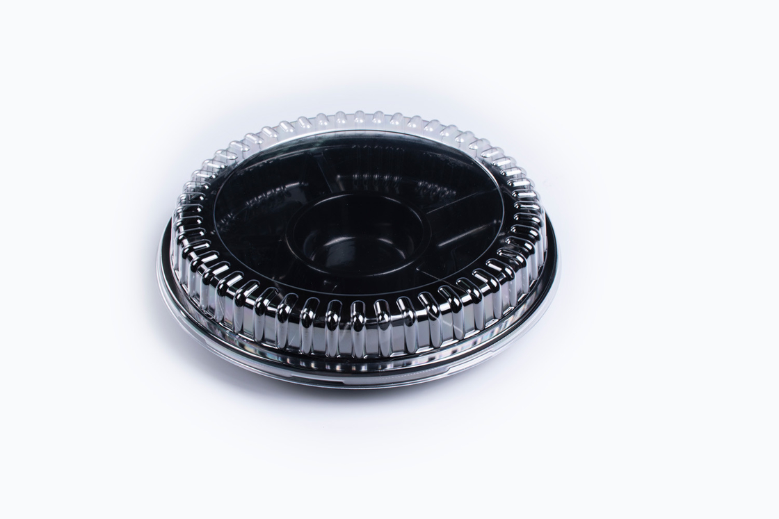 FDA / EU Vòng / hình chữ nhật / Hình thuyền Bao bì thực phẩm bằng nhựa Hộp sushi với nắp chống sương mù