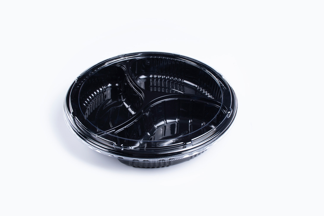 FDA / EU Vòng / hình chữ nhật / Hình thuyền Bao bì thực phẩm bằng nhựa Hộp sushi với nắp chống sương mù