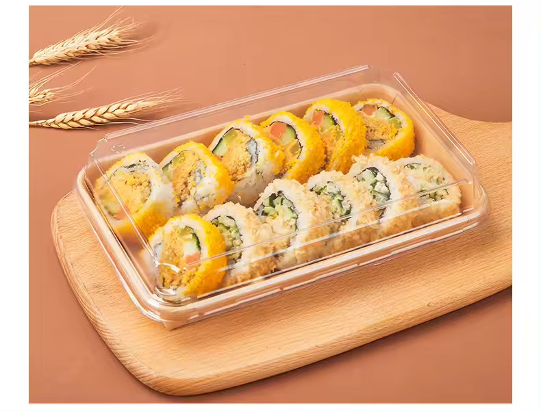 Thẻ Sushi có thể phân hủy Thùng chứa Sushi giấy tái chế với thùng đựng bánh nắp