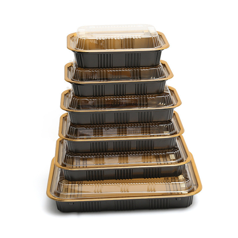 Hộp sushi Nhật Bản dùng một lần hộp đóng gói nhựa vàng với nắp hộp sushi cao cấp bento được sản xuất bởi các nhà sản xuất