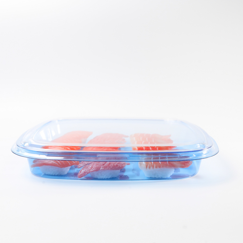 Khối đựng thực phẩm hình vuông hộp đóng gói nhựa cho thực phẩm ngon hộp sushi dùng một lần màu xanh dương