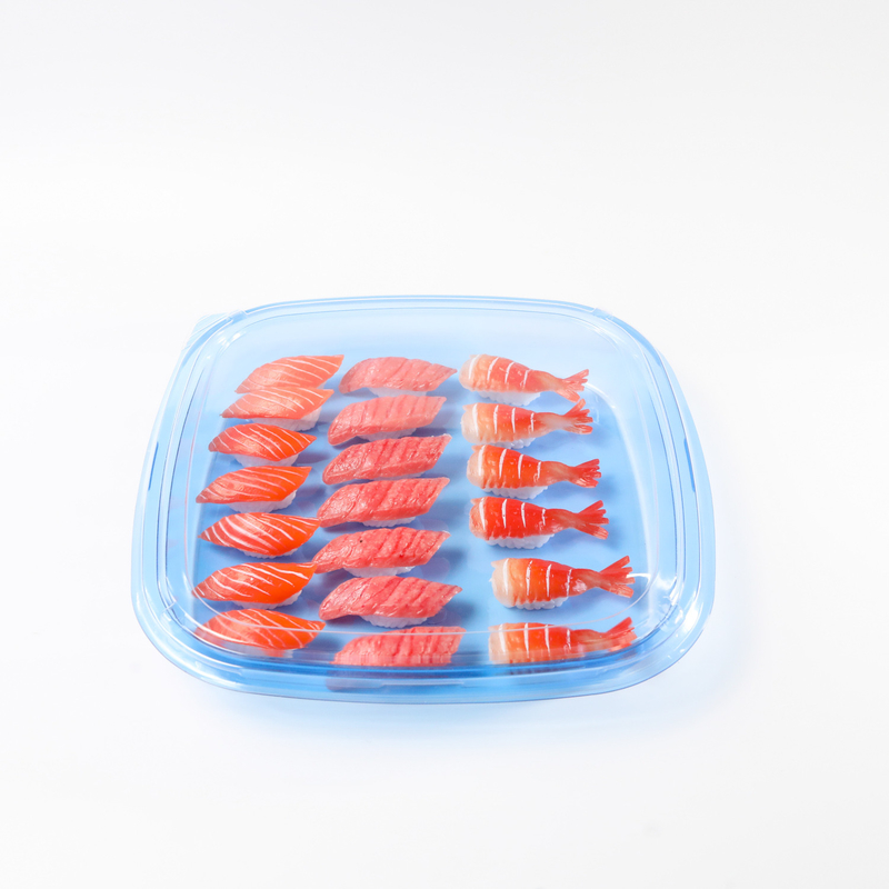 Khối đựng thực phẩm hình vuông hộp đóng gói nhựa cho thực phẩm ngon hộp sushi dùng một lần màu xanh dương