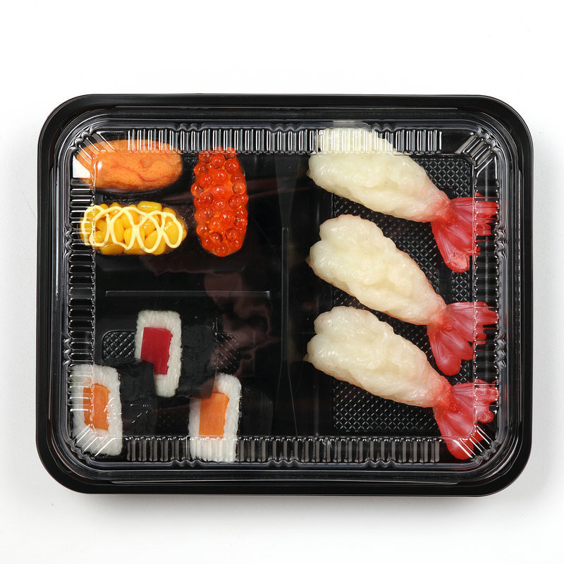 Sushi Box Takeaway Thẻ dùng một lần với nắp chia ra hộp ăn trưa thực phẩm để đóng gói