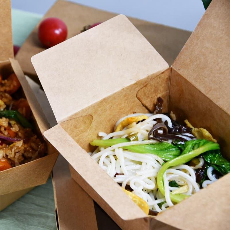 Logo tùy chỉnh in Kraft bao bì thực phẩm hộp ăn trưa lấy đi giấy thực phẩm bao bì hộp carton với ngăn