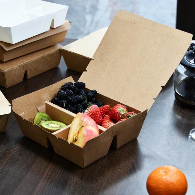 Tốt nhất và rẻ nhất 4 khoang dùng một lần khoang nấu ăn hộp chứa đa lưới Kraft giấy hộp ăn trưa