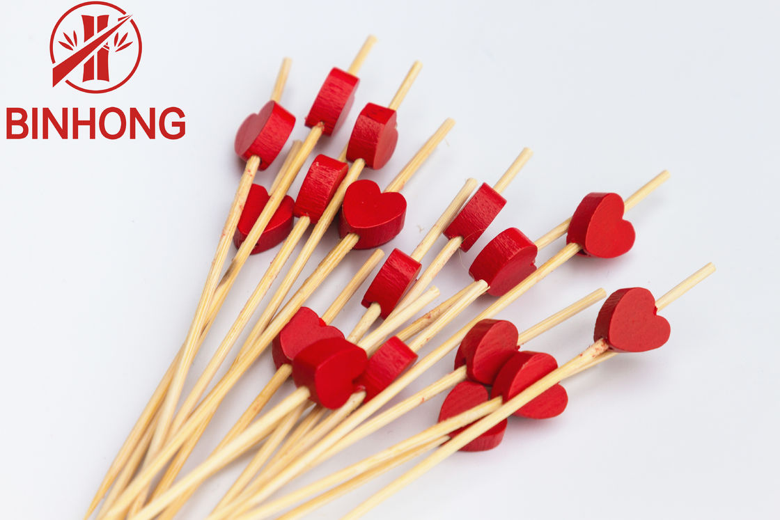 Đầu trái tim đầy màu sắc 18cm Lựa chọn thực phẩm bằng tre cho trái cây