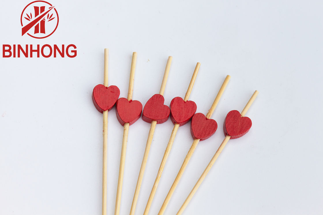 Đầu trái tim đầy màu sắc 18cm Lựa chọn thực phẩm bằng tre cho trái cây