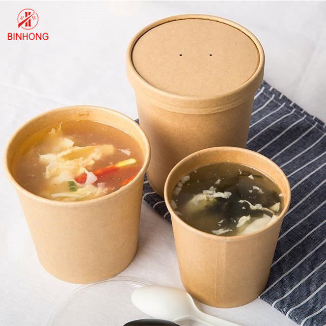 Thân thiện với môi trường Hộp đựng giấy dùng một lần 16oz có nắp