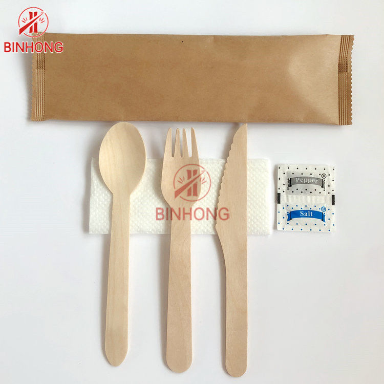 Thân thiện với môi trường bằng gỗ Dùng một lần có thể phân hủy sinh học Dao kéo Nĩa Dao Giấy 160mm