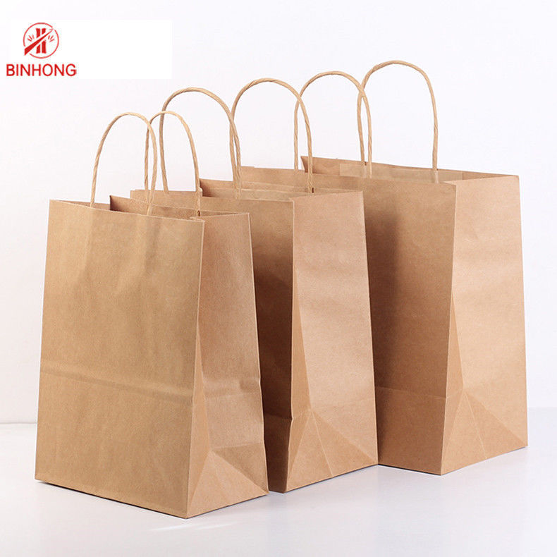 Có thể tái sử dụng tay cầm phẳng Flexo Túi đựng giấy Kraft