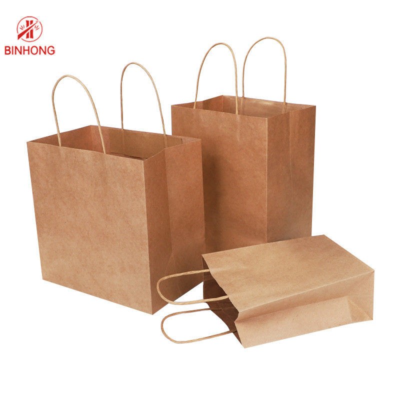 Có thể tái sử dụng tay cầm phẳng Flexo Túi đựng giấy Kraft