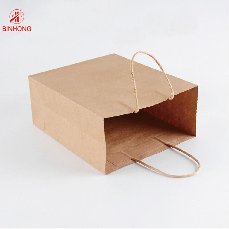 Có thể tái sử dụng tay cầm phẳng Flexo Túi đựng giấy Kraft