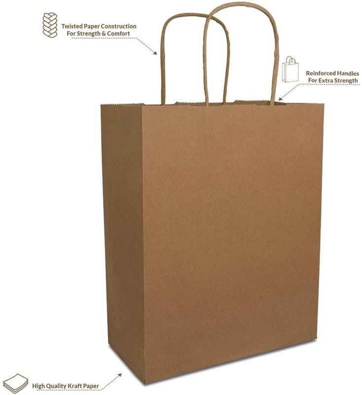 Túi giấy Kraft thân thiện với môi trường 80% PCW 8x4x10 "