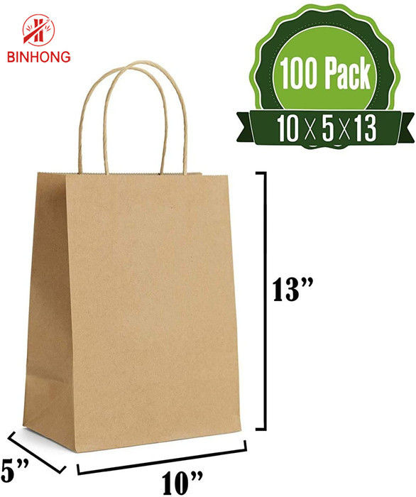 Túi giấy Kraft 10 × 5 × 13 '' bền có tay cầm