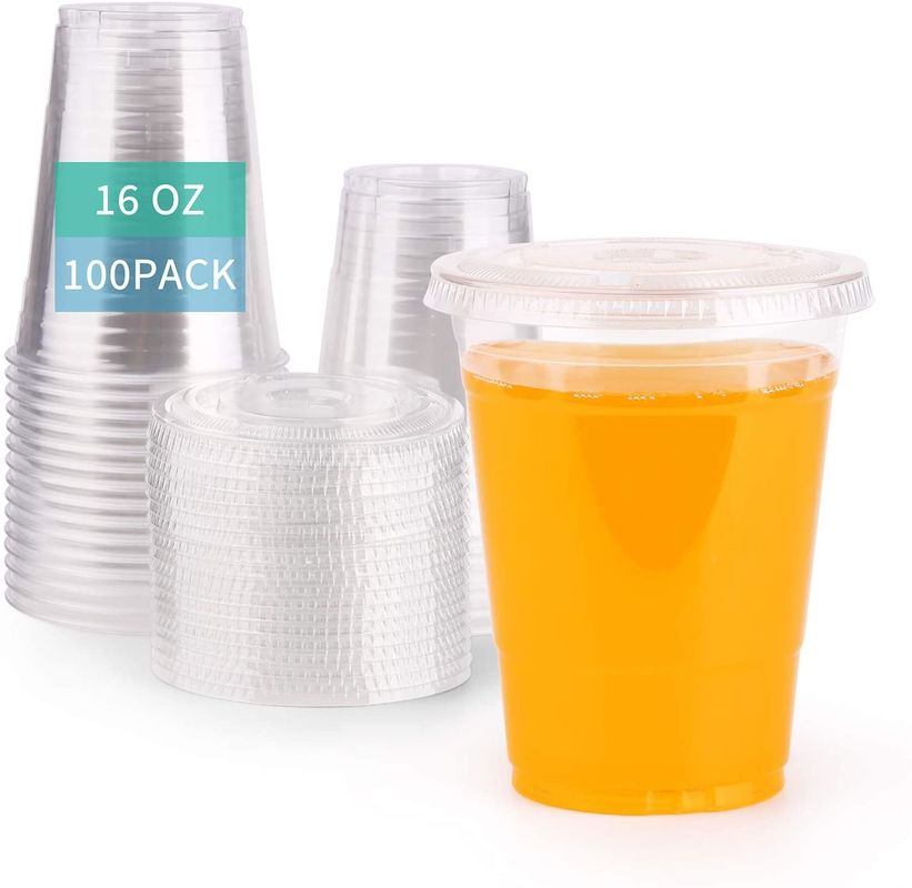 Cốc nhựa dùng một lần trong suốt 16Oz có nắp khe