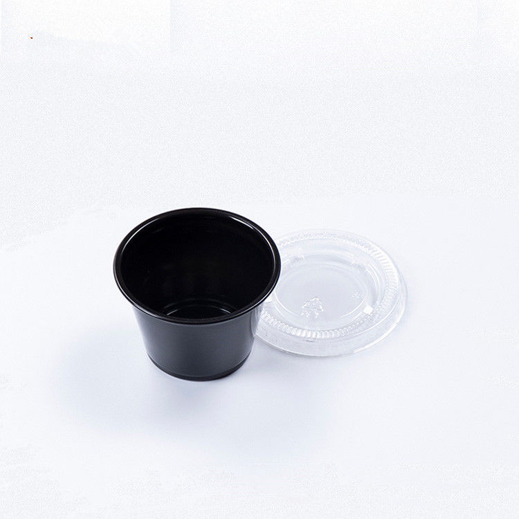 Màu đen Nắp PET 1.5OZ Tách nước sốt dùng một lần