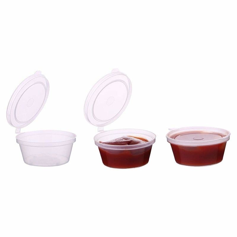 Rõ ràng nhựa nhỏ dùng một lần nước sốt cốc chống rò rỉ có nắp