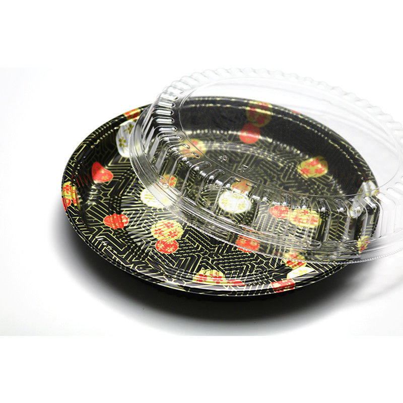 Hộp khay nhựa dùng một lần, khay sushi tròn, khay đựng thức ăn mang đi