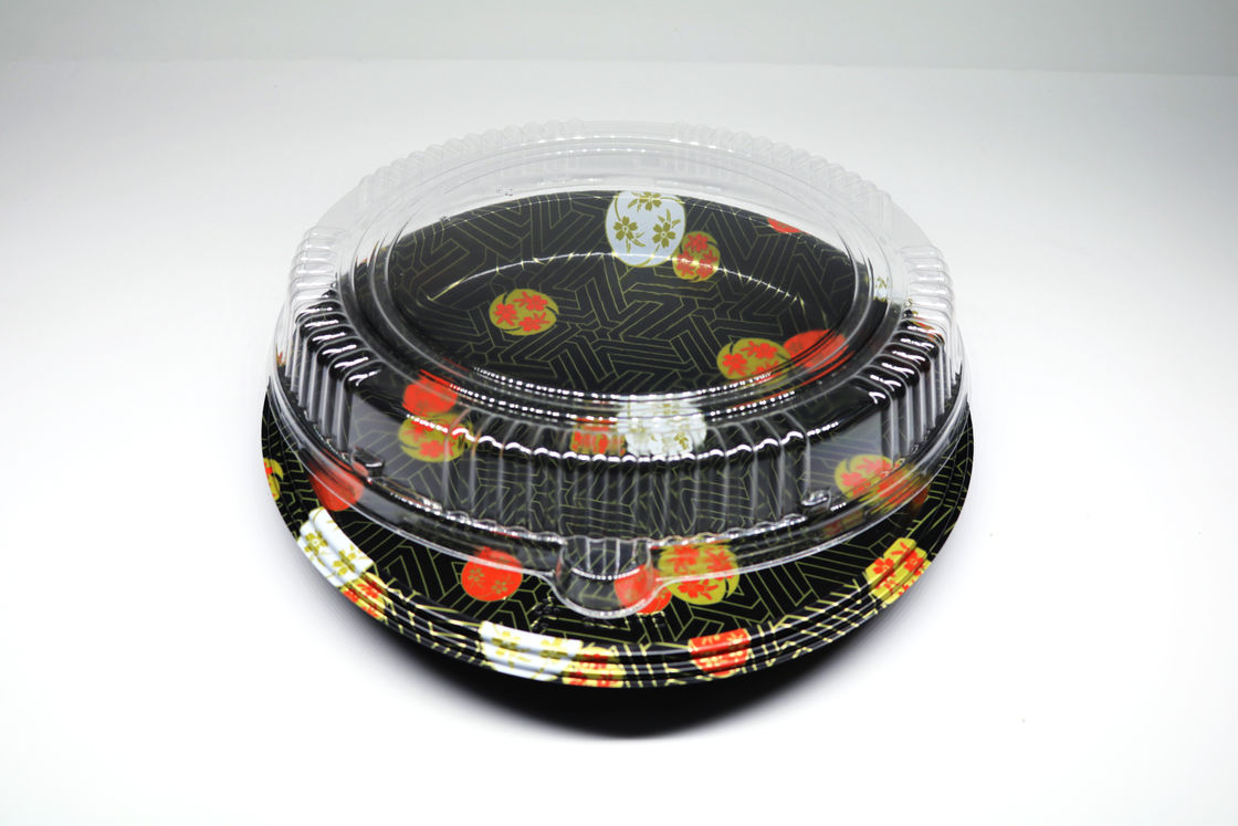 Hộp khay nhựa dùng một lần, khay sushi tròn, khay đựng thức ăn mang đi