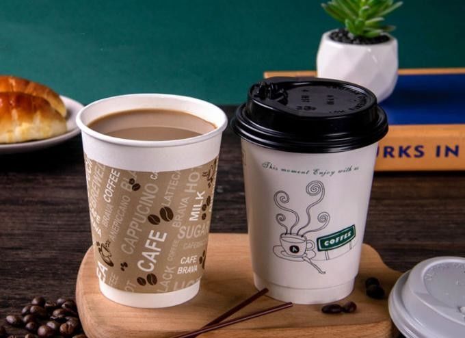 ISO9001 Giấy Kraft hai lớp Cốc uống cà phê 16oz cho quán cà phê