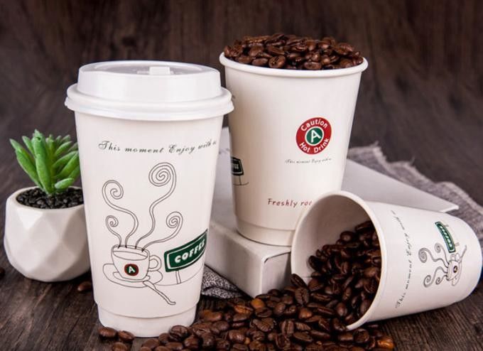 ISO9001 Giấy Kraft hai lớp Cốc uống cà phê 16oz cho quán cà phê