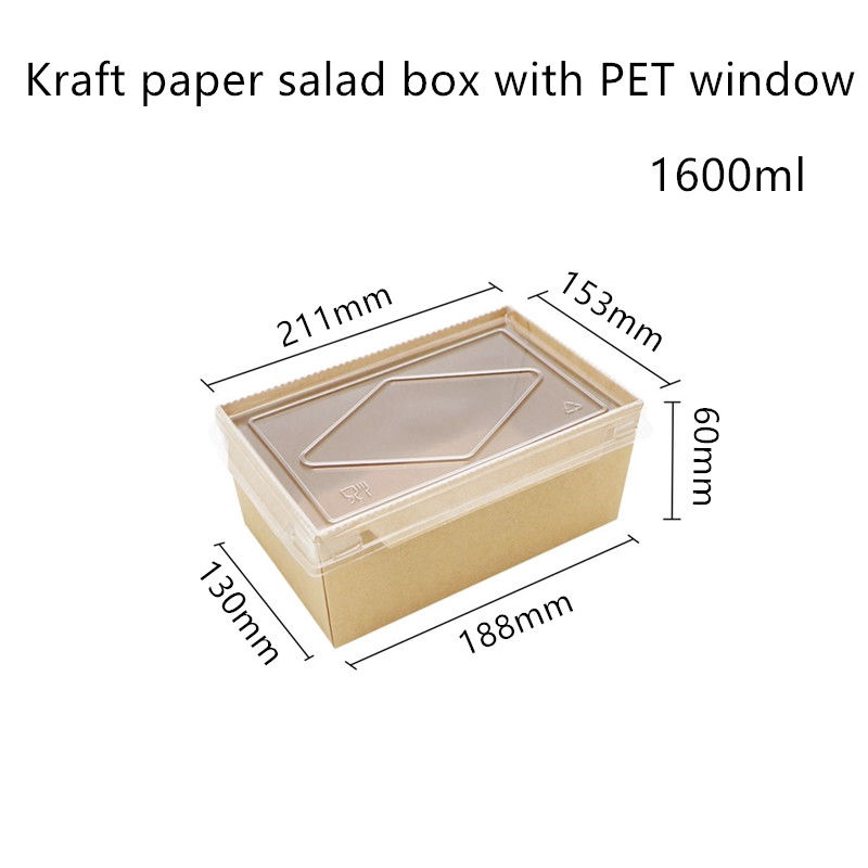 Nắp PET Giấy Kraft Hộp đựng thực phẩm dùng một lần 2100 1600 1400ml