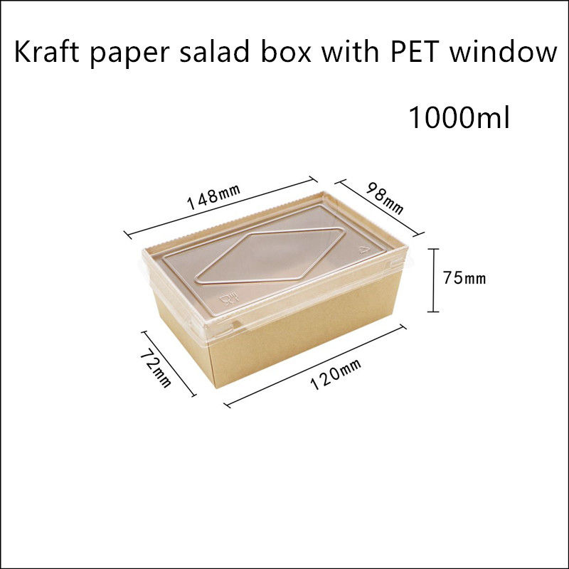 Nắp PET Giấy Kraft Hộp đựng thực phẩm dùng một lần 2100 1600 1400ml