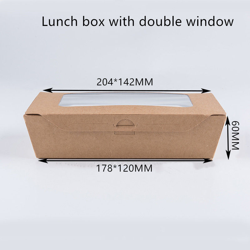 Hộp cơm giấy Kraft 1200ml 337 380 400gsm với cửa sổ PET