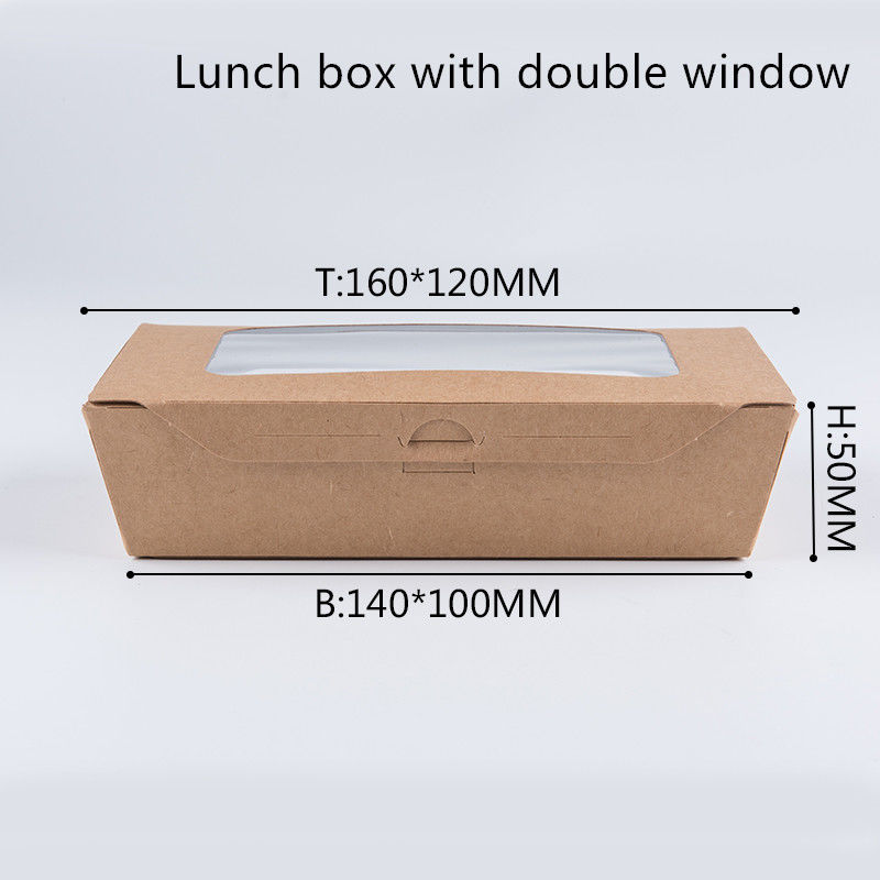 Hộp cơm giấy Kraft 1200ml 337 380 400gsm với cửa sổ PET