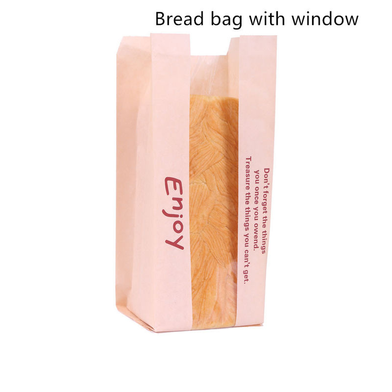 Túi bao bì bánh mì nướng bánh mì giấy tráng 55g ISO9001 có cửa sổ
