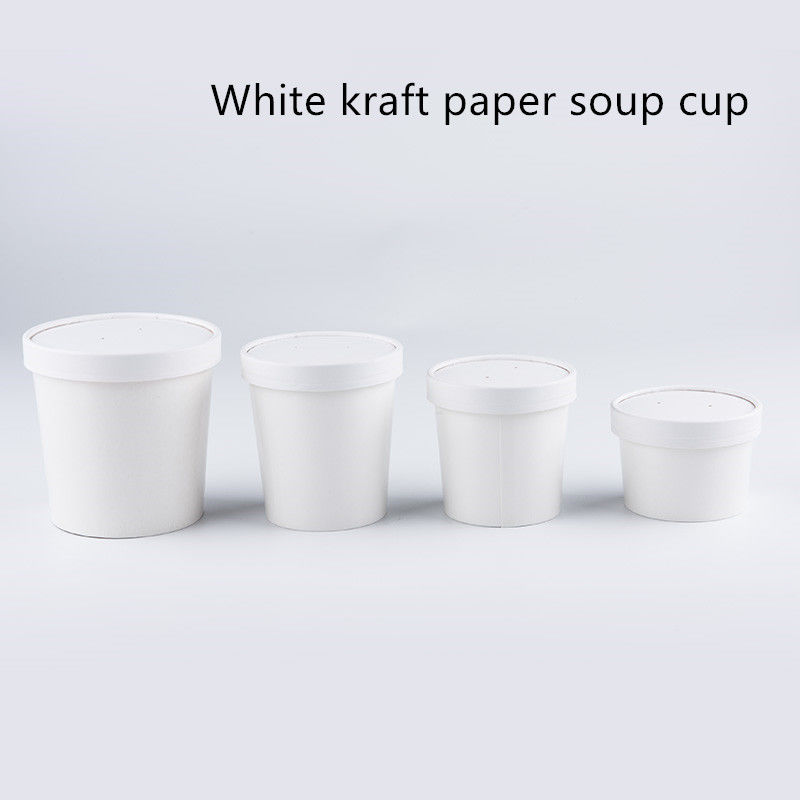 12oz 16oz 320gsm Giấy Kraft trắng Hộp đựng Eco Takeaway