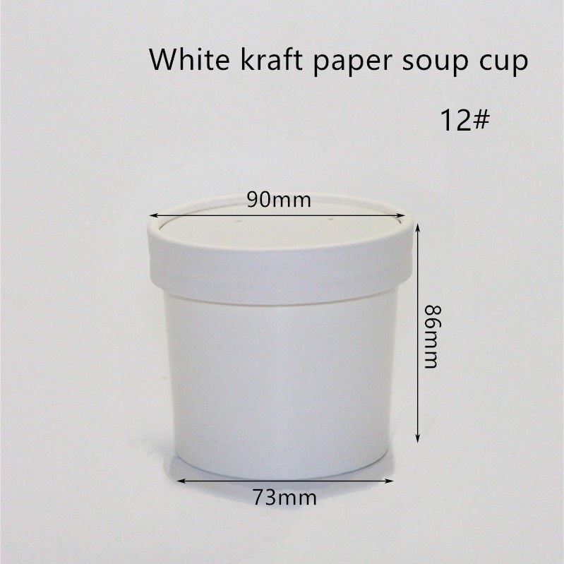 12oz 16oz 320gsm Giấy Kraft trắng Hộp đựng Eco Takeaway
