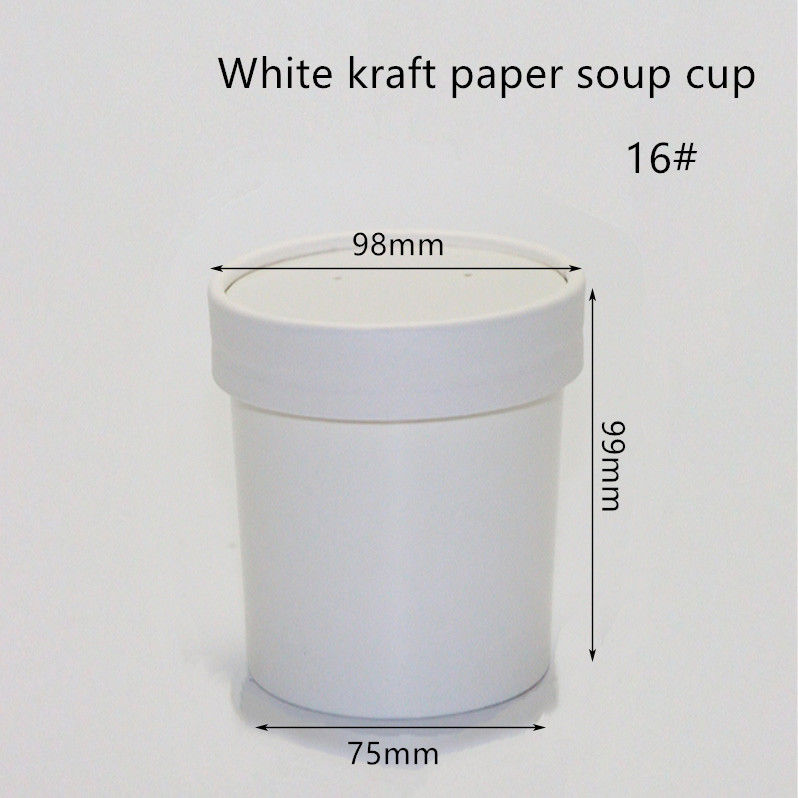 12oz 16oz 320gsm Giấy Kraft trắng Hộp đựng Eco Takeaway