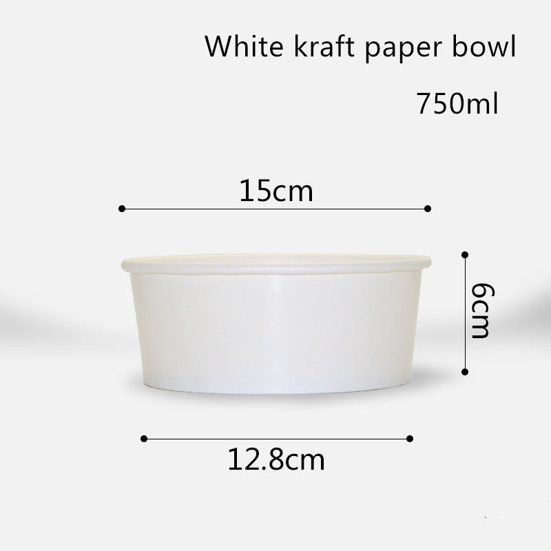 500ml 750ml 1000ml 1300ml Tô giấy Kraft trắng dùng một lần cho món salad