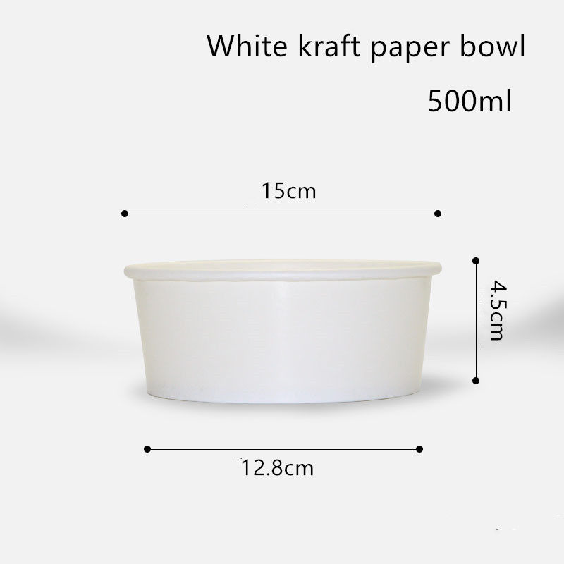 500ml 750ml 1000ml 1300ml Tô giấy Kraft trắng dùng một lần cho món salad