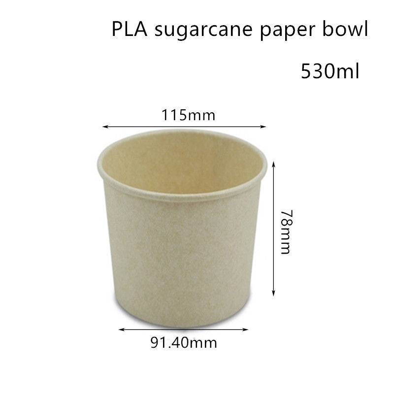Có thể phân hủy PLA Bát súp giấy mía đường Hộp đựng Takeaway