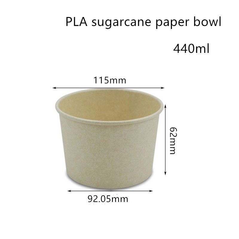 Có thể phân hủy PLA Bát súp giấy mía đường Hộp đựng Takeaway