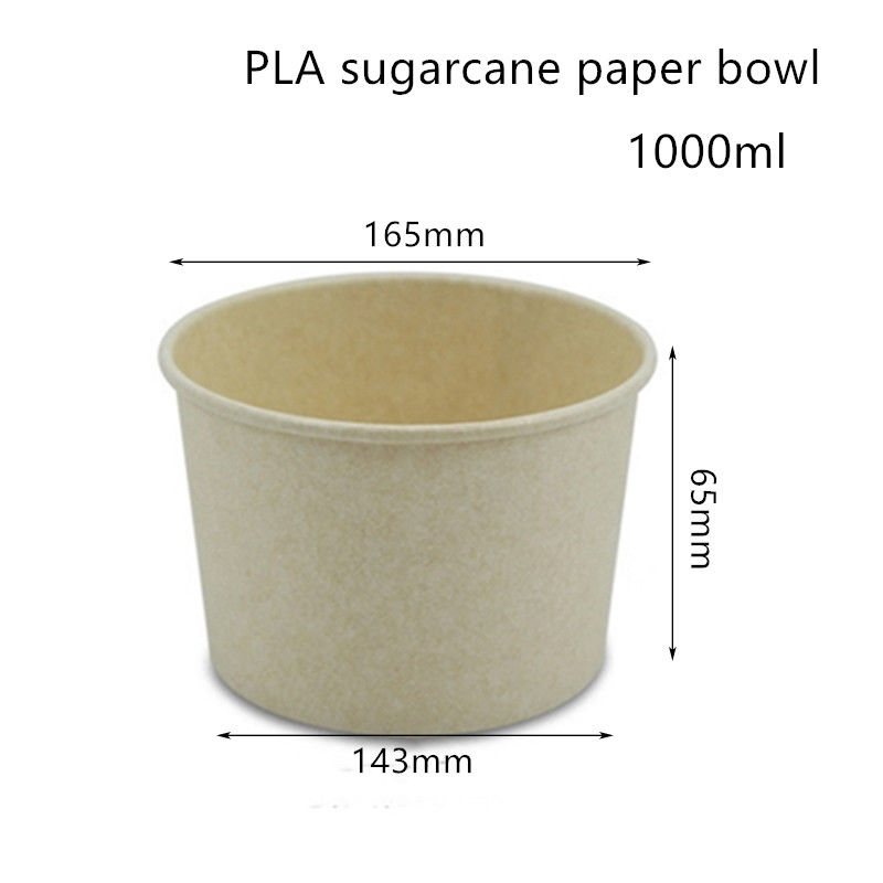 Có thể phân hủy PLA Bát súp giấy mía đường Hộp đựng Takeaway