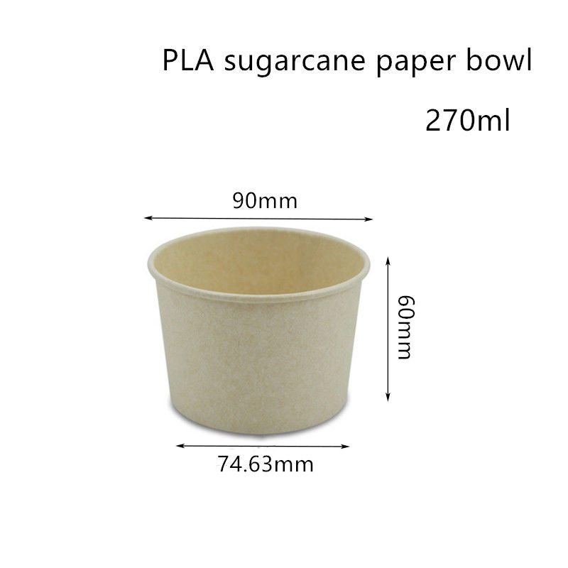Có thể phân hủy PLA Bát súp giấy mía đường Hộp đựng Takeaway