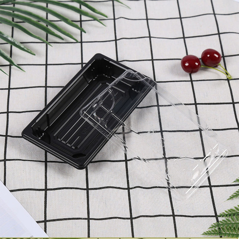 Khay Sushi bằng nhựa PS cấp thực phẩm dùng một lần với nắp chống sương mù